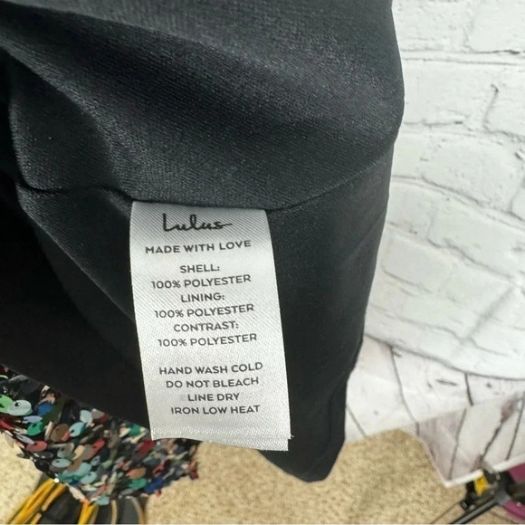 Lulu’s Dance Until Dawn Black Multi Sequin Lace-Up Mini Skater Dress Size XS - Picture 7 of 8